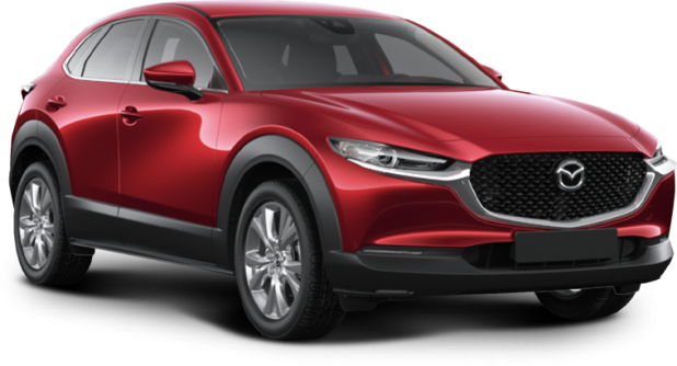 Mazda CX-30 в цвете soul red